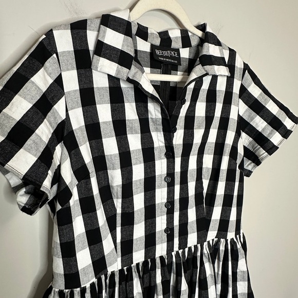 Beetlejuice Vixen by Micheline Pitt Black White Gingham Shirt Dress XL No Belt - Picture 10 of 16